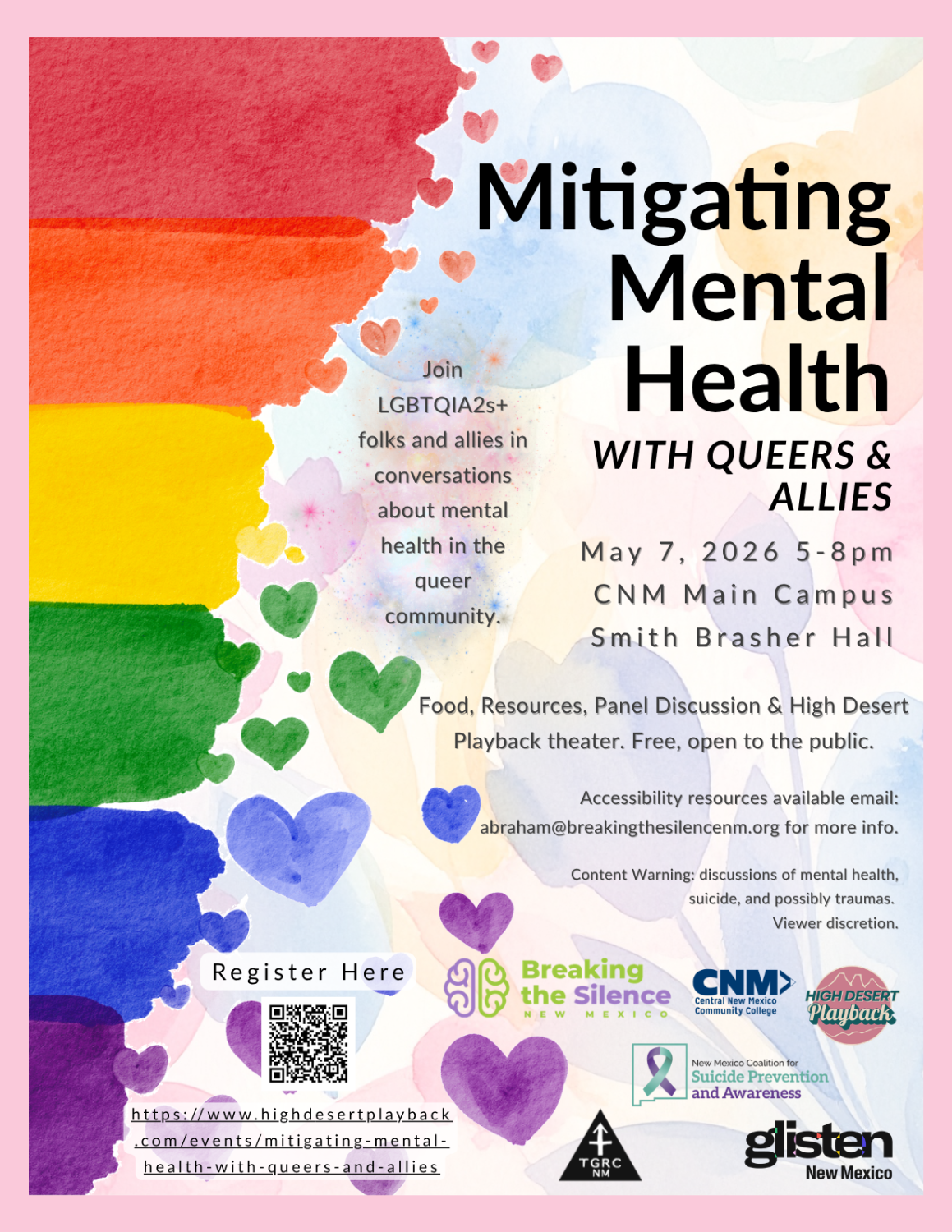 Mitigating Mental Health flyer that shares the details of the event. 